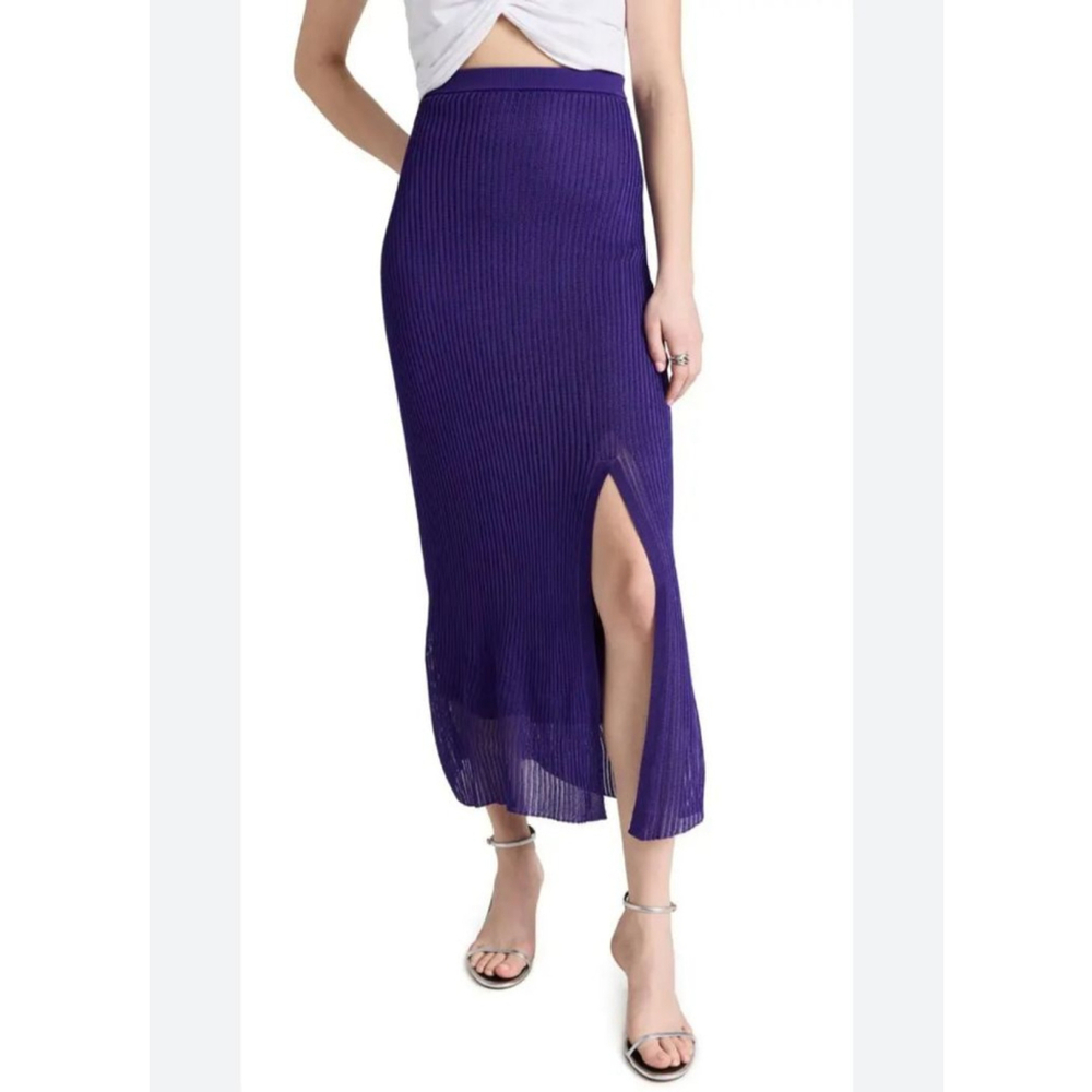 IRO Paris $285 Chuma Purple Ribbed Knit Midi Skirt‎ with Slit XS